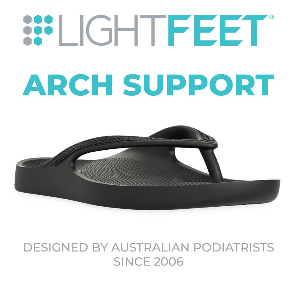 Lightfeet Arch Support Thongs - Black, Australian Design