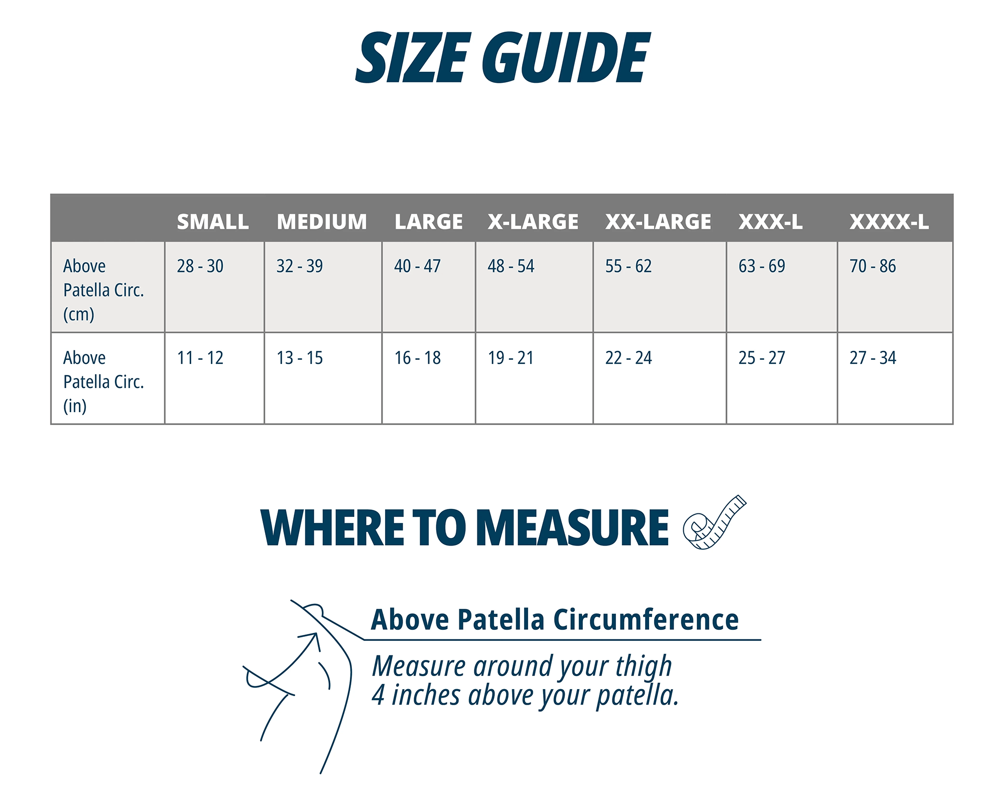 OS1st KS7. Sizing Guide. Where to measure.